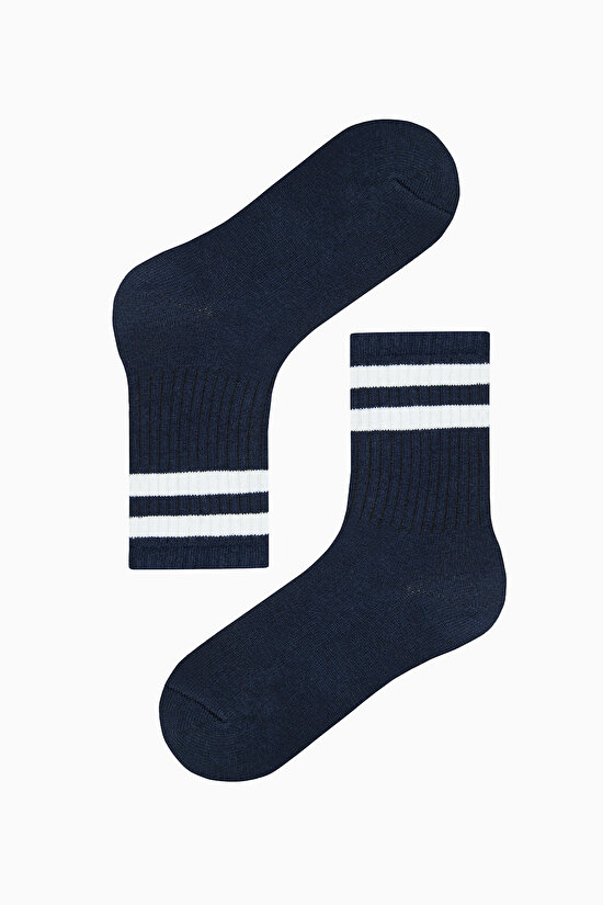 Erkek Çocuk Double Stripe Lacivert 4lü Soket Çorap Erkek Çocuk Double Stripe Lacivert 4lü Soket Çorap - 3