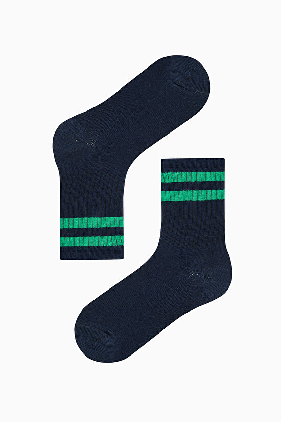 Erkek Çocuk Double Stripe Lacivert 4lü Soket Çorap Erkek Çocuk Double Stripe Lacivert 4lü Soket Çorap - 4
