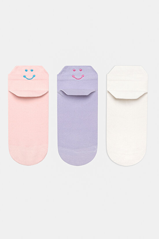 Smile Back Tab 3lü Purple Pink Liner Socks - 1