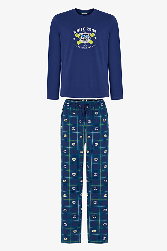 Erkek White Zone Pantolon Uzun Kollu Pijama Takımı - 1