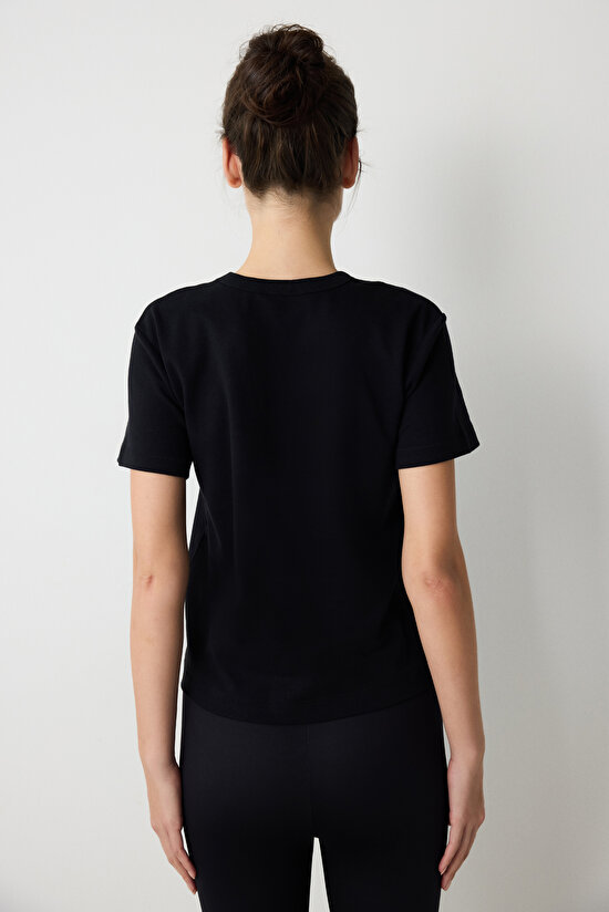 Siyah Bisiklet Yaka Premium Pamuk Tişört - 5