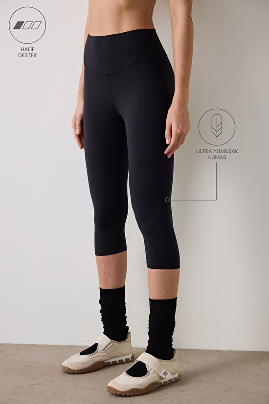 Black Light Support High Waist Capri Light Soft Leggings - 3