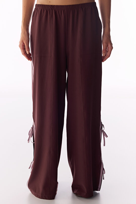 Brown Lace-Up Parachute Trousers - 3