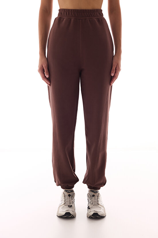Kahverengi Curvy Stitch Jogger Pantolon - 2