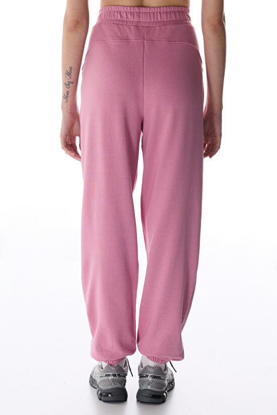 Gül Kurusu Dikiş Detaylı Yüksek Bel Pamuklu Jogger - 3