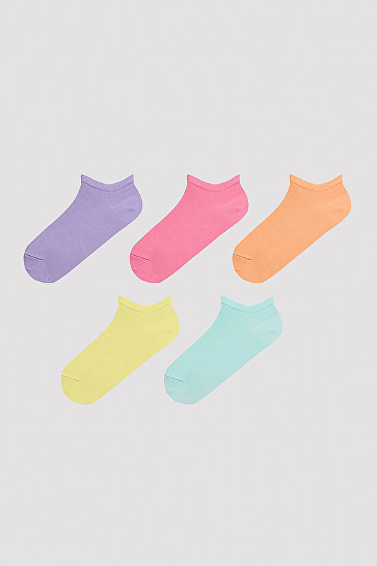 Vibrant Colors Çok Renkli 5li Patik Çorap - 1