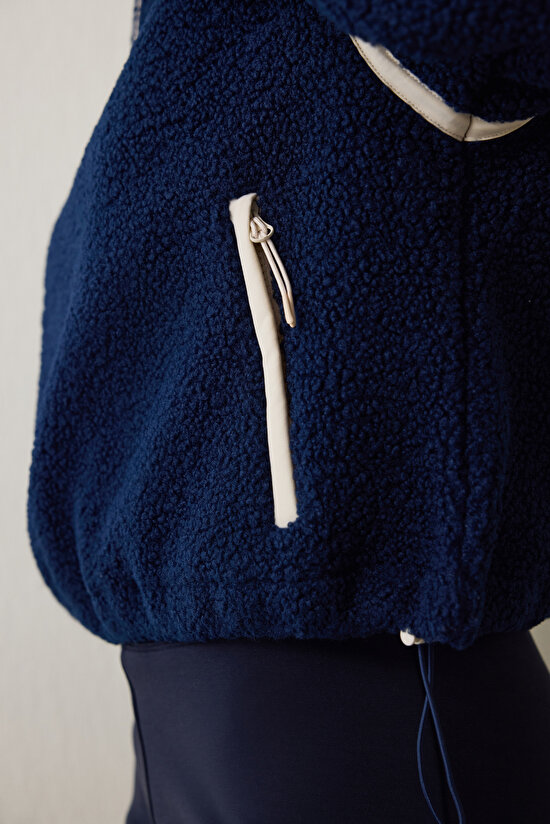 Indigo Thermal Effect Contrast Detail Polar Stand Collar Jacket - 6