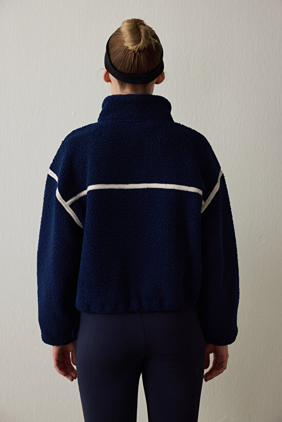 Indigo Thermal Effect Contrast Detail Polar Stand Collar Jacket - 9