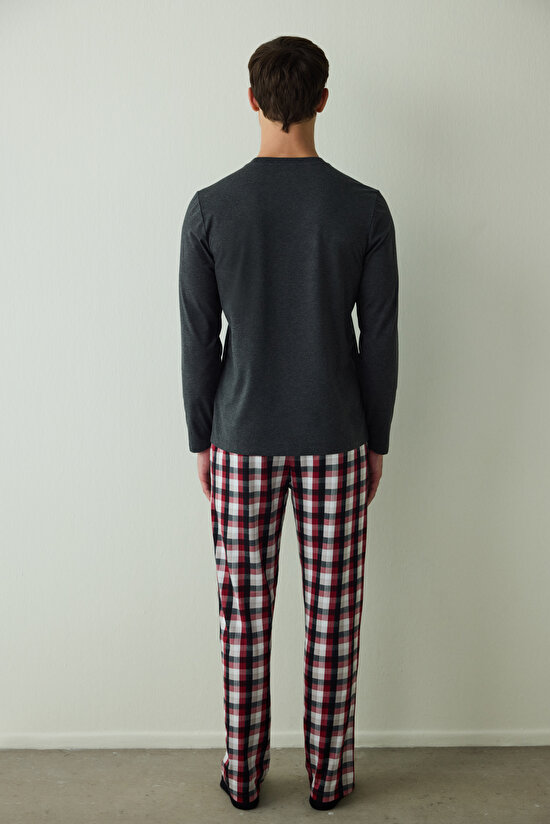 Erkek Winner Slogan Baskılı Bisiklet Yaka Uzun Kollu Pijama Takımı Erkek Winner Slogan Baskılı Bisiklet Yaka Uzun Kollu Pijama Takımı - 8