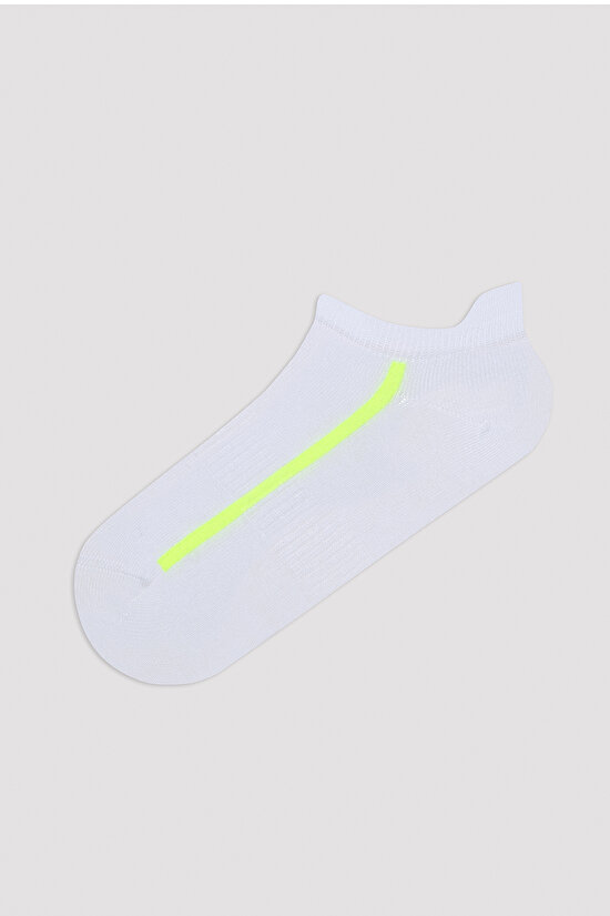 Neon Shiny Line Beyaz 3lü Patik Çorap - 3