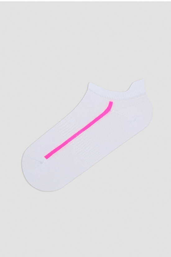 Neon Shiny Line Beyaz 3lü Patik Çorap - 4