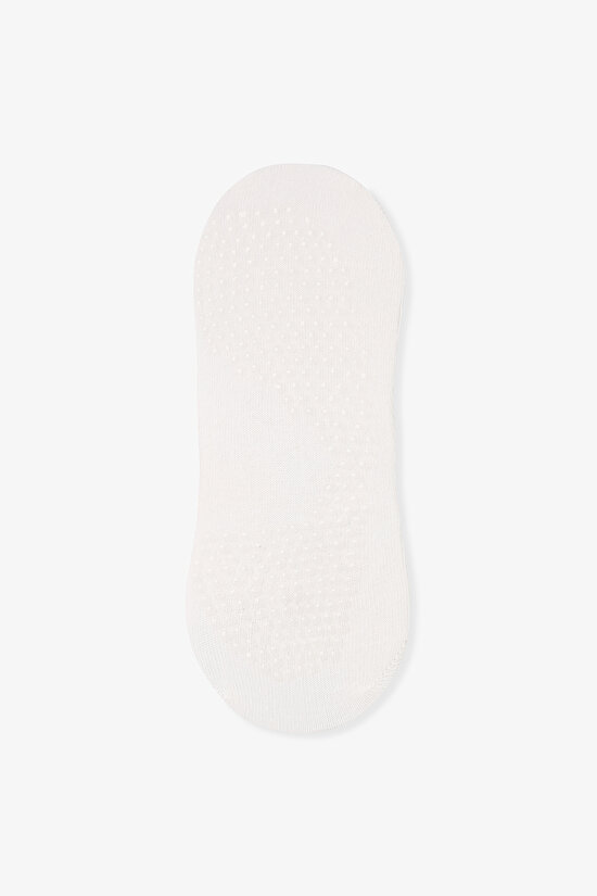 Beyaz Kaydırmaz Taban Pamuklu Taş Detaylı Bantlı Pilates&Yoga Çorabı - 3