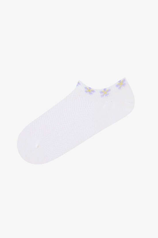 3 Çift Pamuklu Bileği Çiçek Desenli Burun Dikişsiz Sneaker Çorap - 3