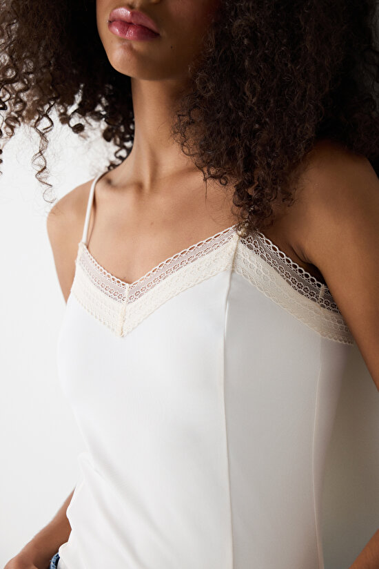 V Neck Lace Light Beige  Cami - 3