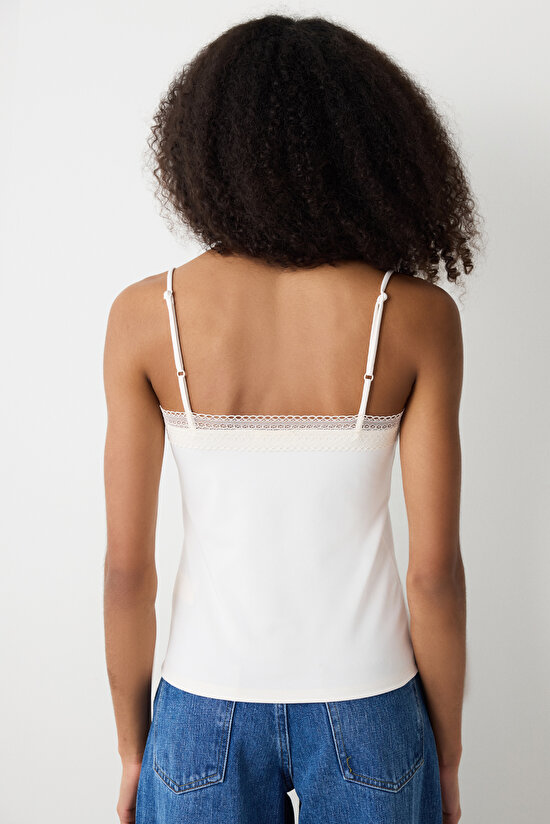 V Neck Lace Light Beige  Cami - 4
