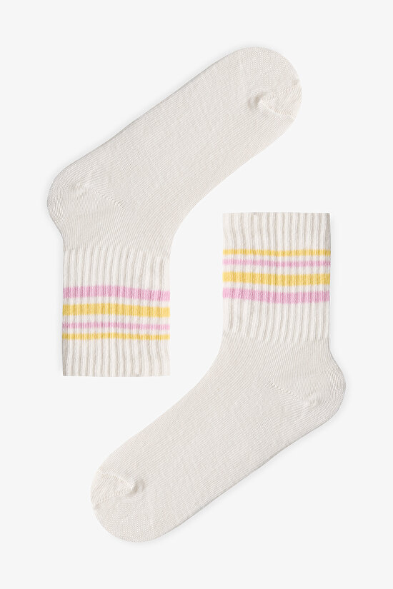 Kız Çocuk Posh Stripes 3'lü Tenis Soket Çorap - 3
