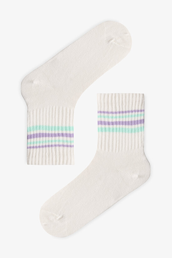 Kız Çocuk Posh Stripes 3'lü Tenis Soket Çorap - 4