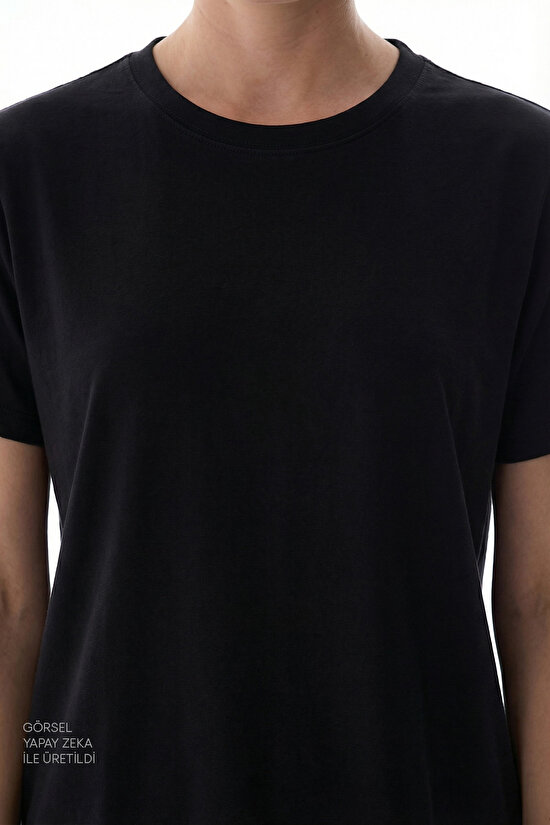 Black Crew Neck Modal T-Shirt - 3
