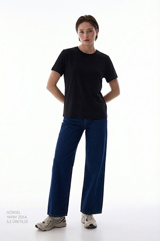 Black Crew Neck Modal T-Shirt - 4