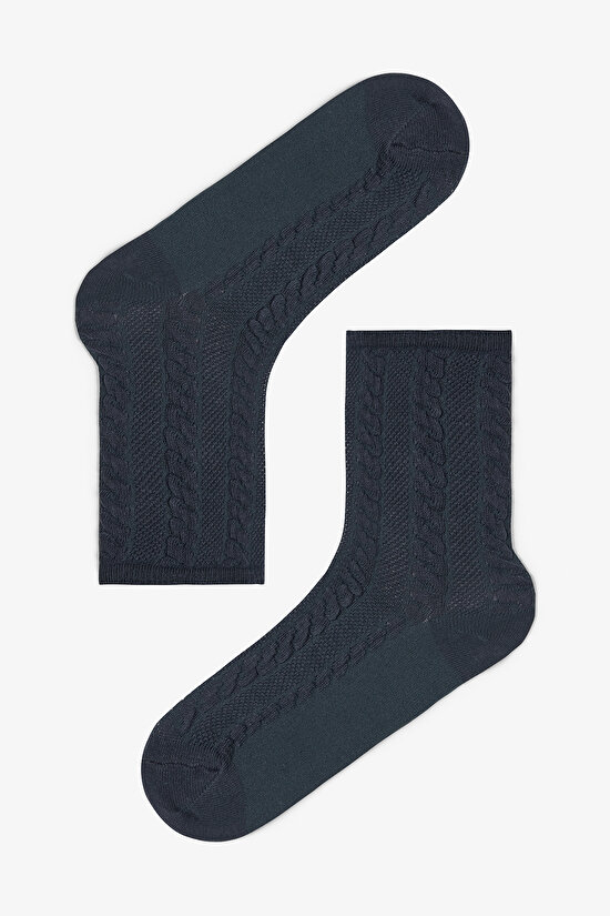 5 Çift Pamuklu Kendinden Spiral Desenli Soket Çorap - 3
