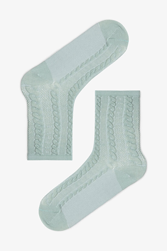 5 Çift Pamuklu Kendinden Spiral Desenli Soket Çorap - 4