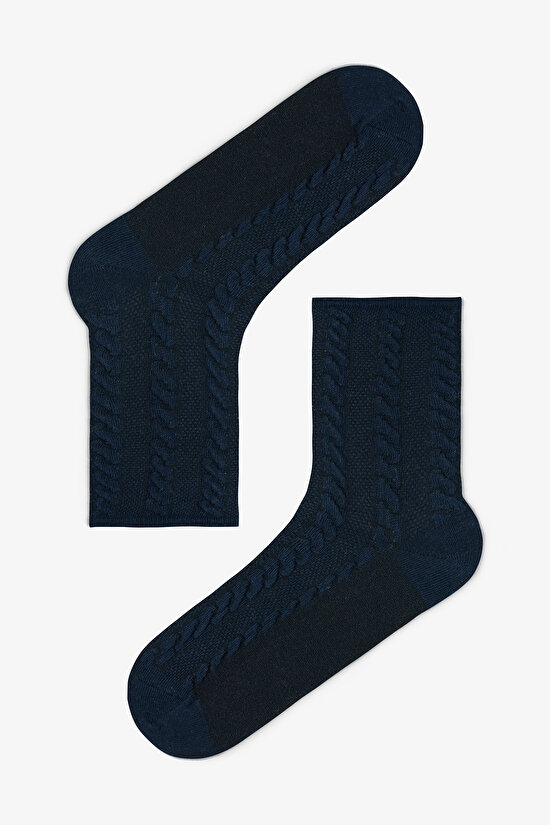 5 Çift Pamuklu Kendinden Spiral Desenli Soket Çorap - 6