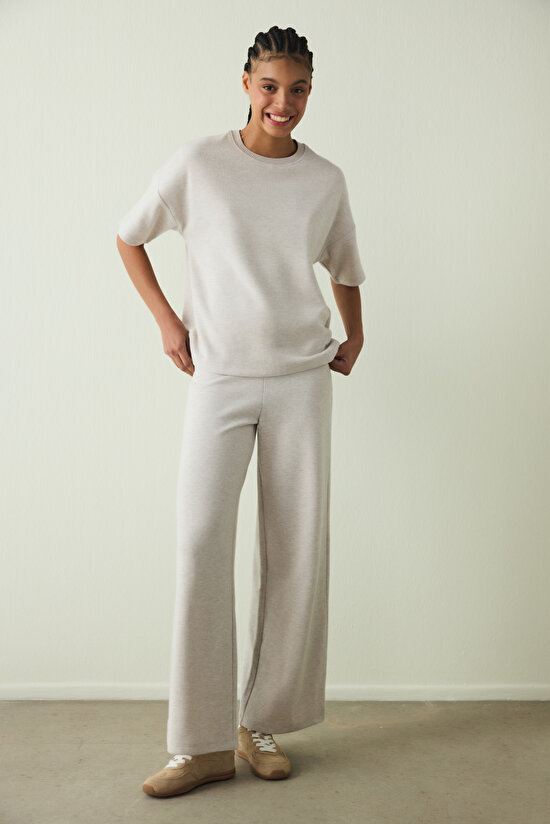 Warm Touch SS Koyu Gri Melanj Oversize Üst - 1