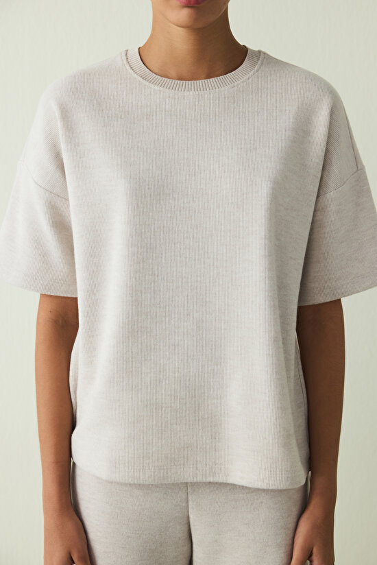 Warm Touch SS Koyu Gri Melanj Oversize Üst - 3