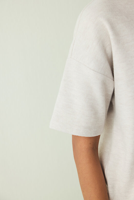 Warm Touch SS Koyu Gri Melanj Oversize Üst - 5