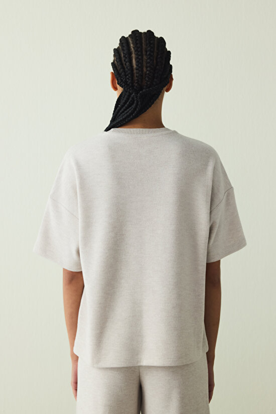 Warm Touch SS Koyu Gri Melanj Oversize Üst - 6