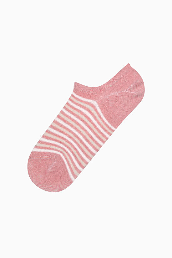3 Çift Pamuklu Renkli Çizgili Burun Dikişsiz Sneaker Çorap - 3