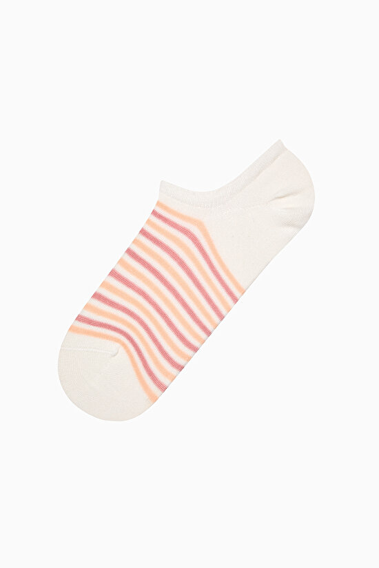 3 Çift Pamuklu Renkli Çizgili Burun Dikişsiz Sneaker Çorap - 4
