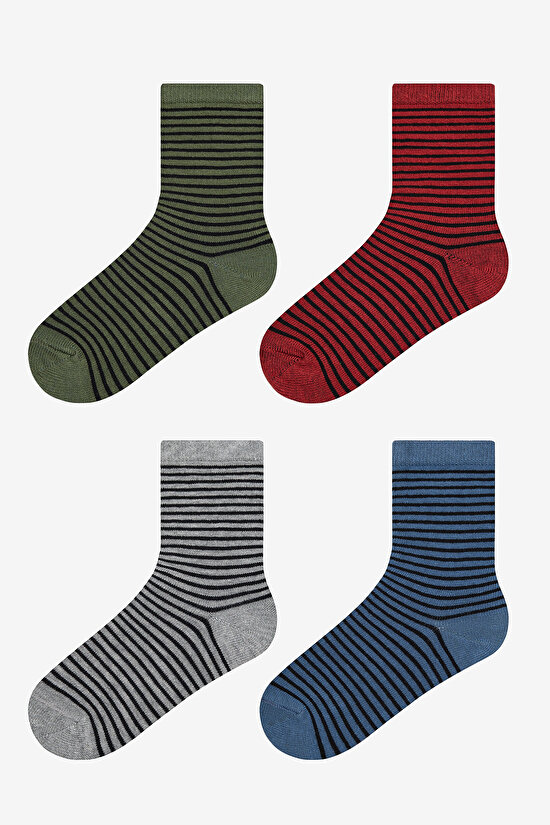 Boys Color Stripe 4in1 Multi Colour Socket Socks - 1