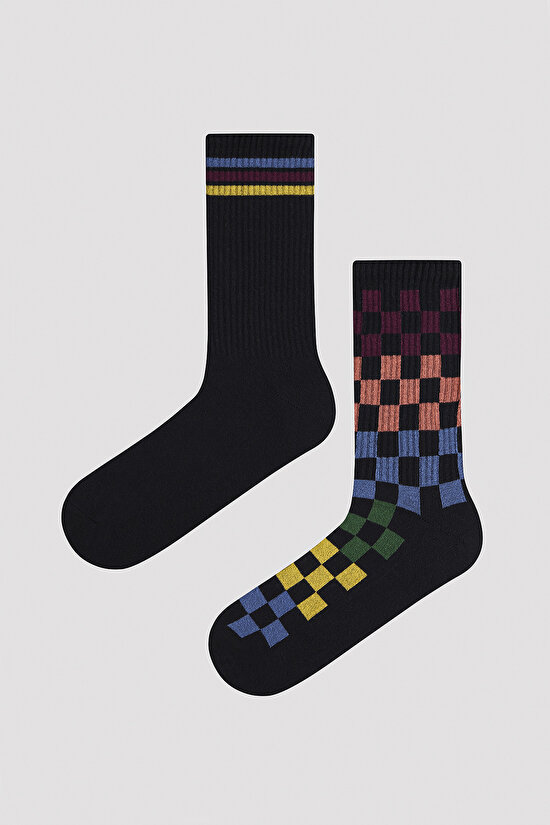 Erkek Siyah 2li Soket Çorap - 1