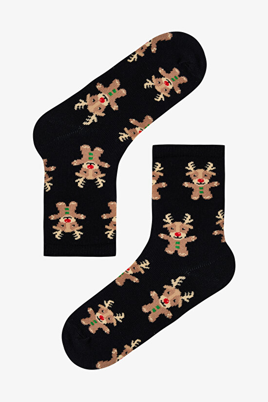 Çok Renkli Unisex Çocuk Reindeer 2li Soket Çorap - 2