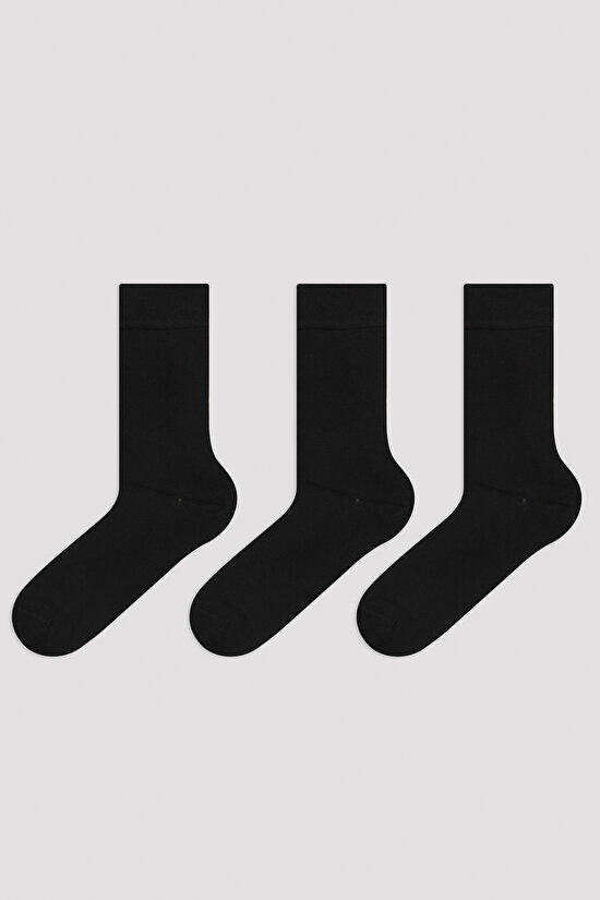 Siyah Erkek Basic 3l Soket Çorap - 1