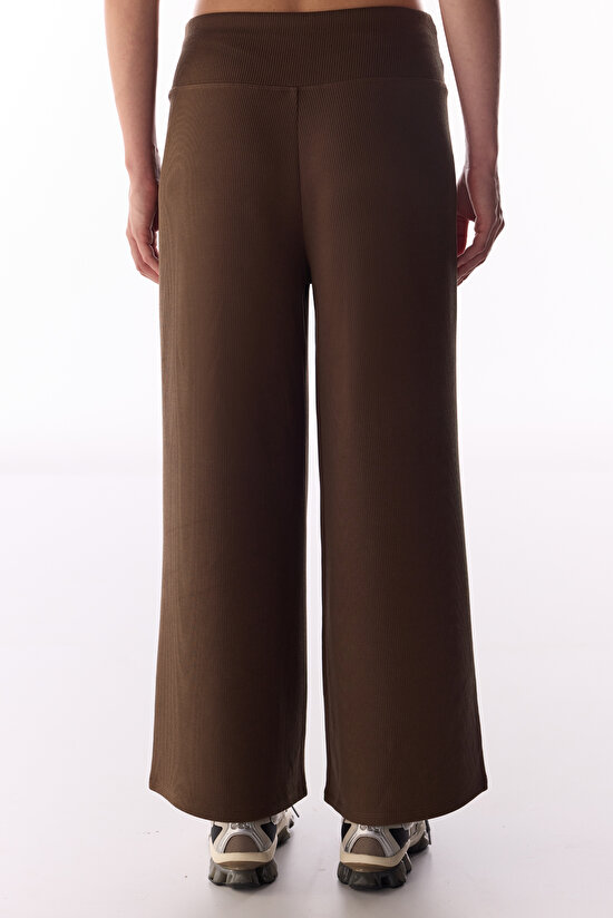 Brown Fitilli Modal Crop Length Yüksek Bel Pantolon - 3