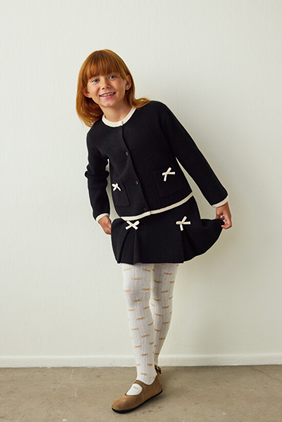 Marshmallow Kız Çocuk Fiyonk Detaylı Pamuklu 100 Denye Külotlu Çorap - 3