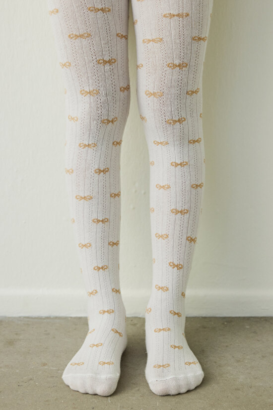 Marshmallow Kız Çocuk Fiyonk Detaylı Pamuklu 100 Denye Külotlu Çorap - 4