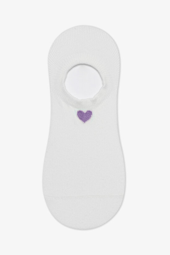 3 Çift Pamuklu Minimal Kalp Desenli Burun Dikişsiz Sneaker Çorap - 4