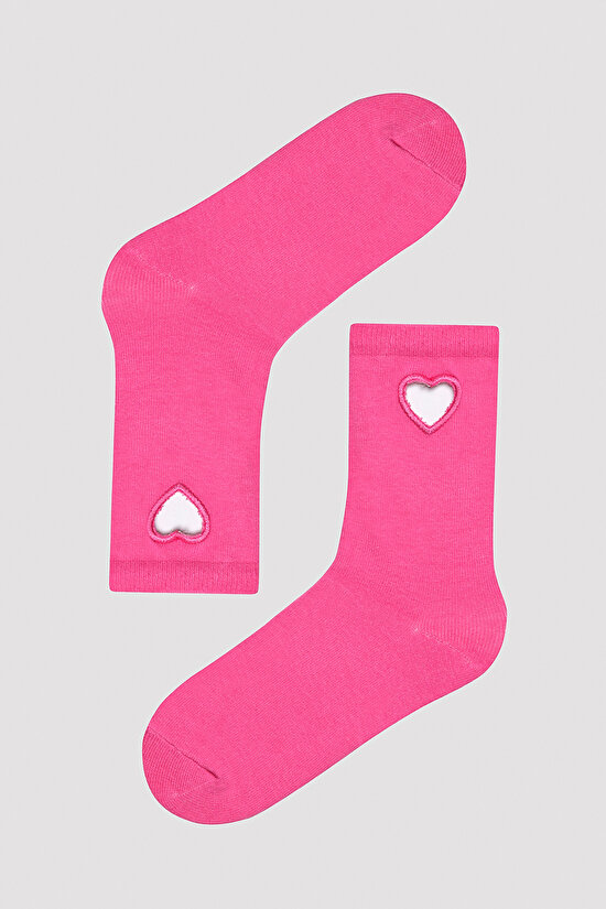 Laser Heart Pembe Soket Çorap - 1