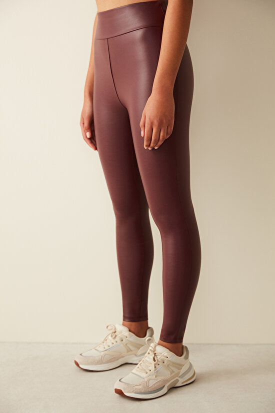 Leather Look Push Up Thermal Legging - 1