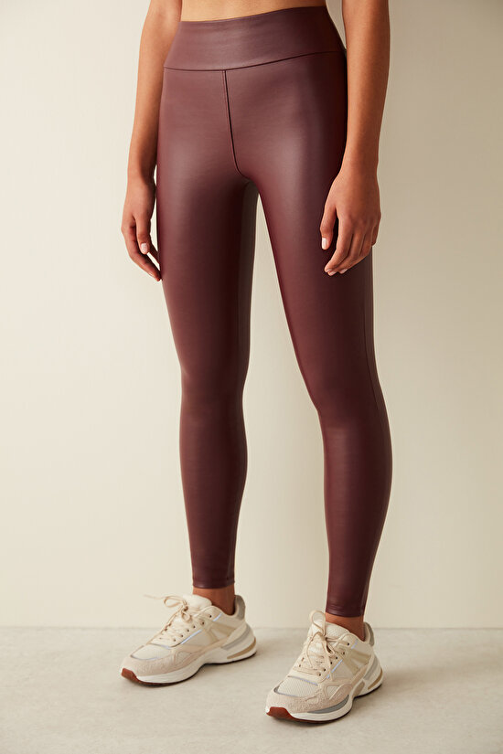 Leather Look Push Up Thermal Legging - 2