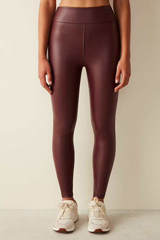 Leather Look Push Up Thermal Legging - 3