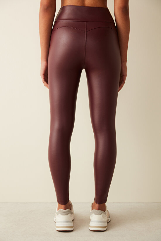 Leather Look Push Up Thermal Legging - 5