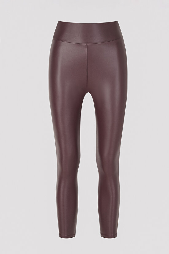Leather Look Push Up Thermal Legging - 6
