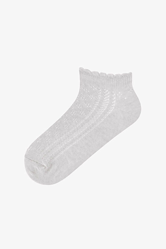 3 Çift Pamuklu Ajurlu Fırfırlı Patik Çorap - 2