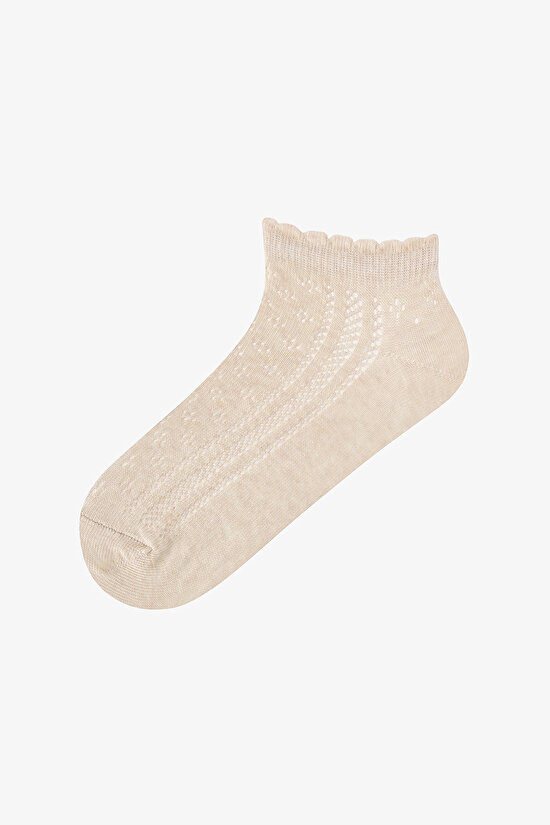 3 Çift Pamuklu Ajurlu Fırfırlı Patik Çorap - 3