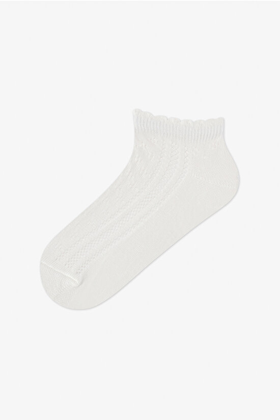 3 Çift Pamuklu Ajurlu Fırfırlı Patik Çorap - 4