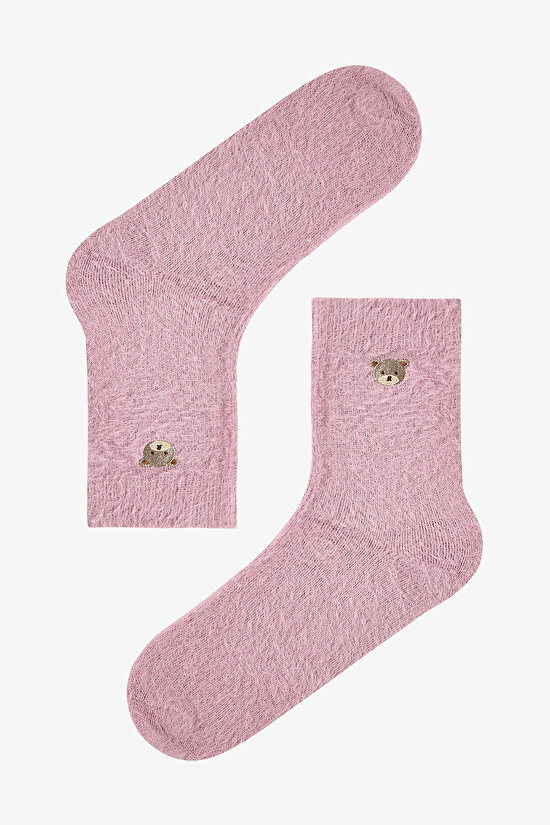 Bear Embroidered Plush Thick Socket Socks - 1